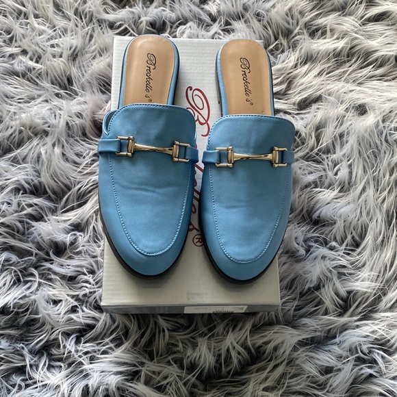 Breckelle's Light Blue Faux Leather Slip On Loafers - Picture 2 of 7